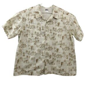 Target Black History Month Camp Shirt Mens Sz 2X Beige SS Button Up 100% Cotton